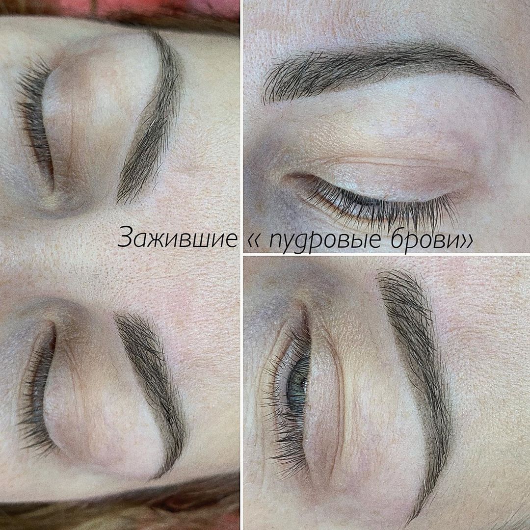 Заживший перманентный макияж бровей перед коррекцией|Зажившие пудровые брови|Хабаровск