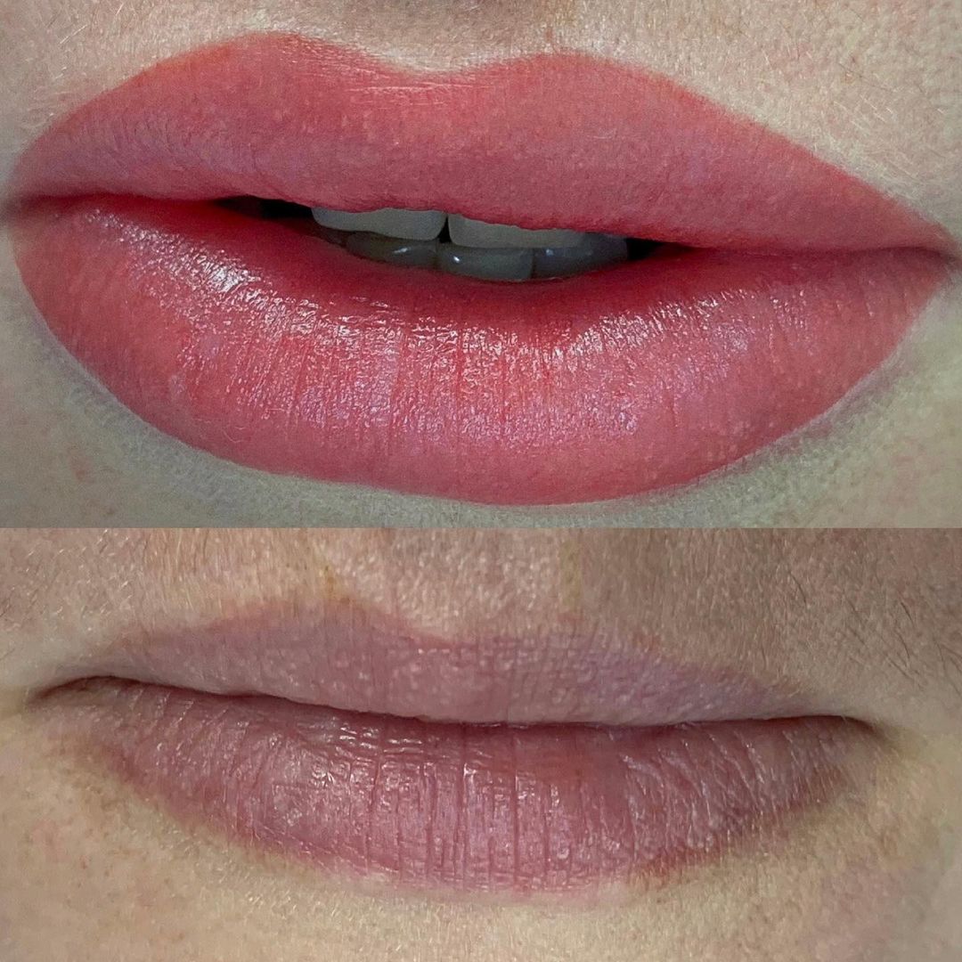 Перманентный макияж губ до и после в Хабаровске