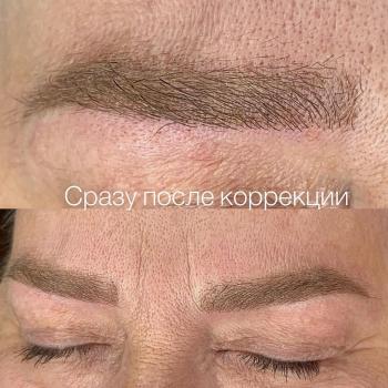 Густые пудровые брови до и после коррекции | Глущенко Оксана