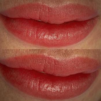 Видео перманентного макияжа губ после коррекции