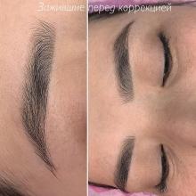 Заживший перманентный макияж бровей перед и после коррекцией|Зажившие пудровые брови|Хабаровск