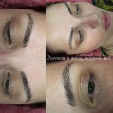 Заживший перманентный макияж бровей/пудровые брови перед коррекцией и после коррекции | Хабаровск